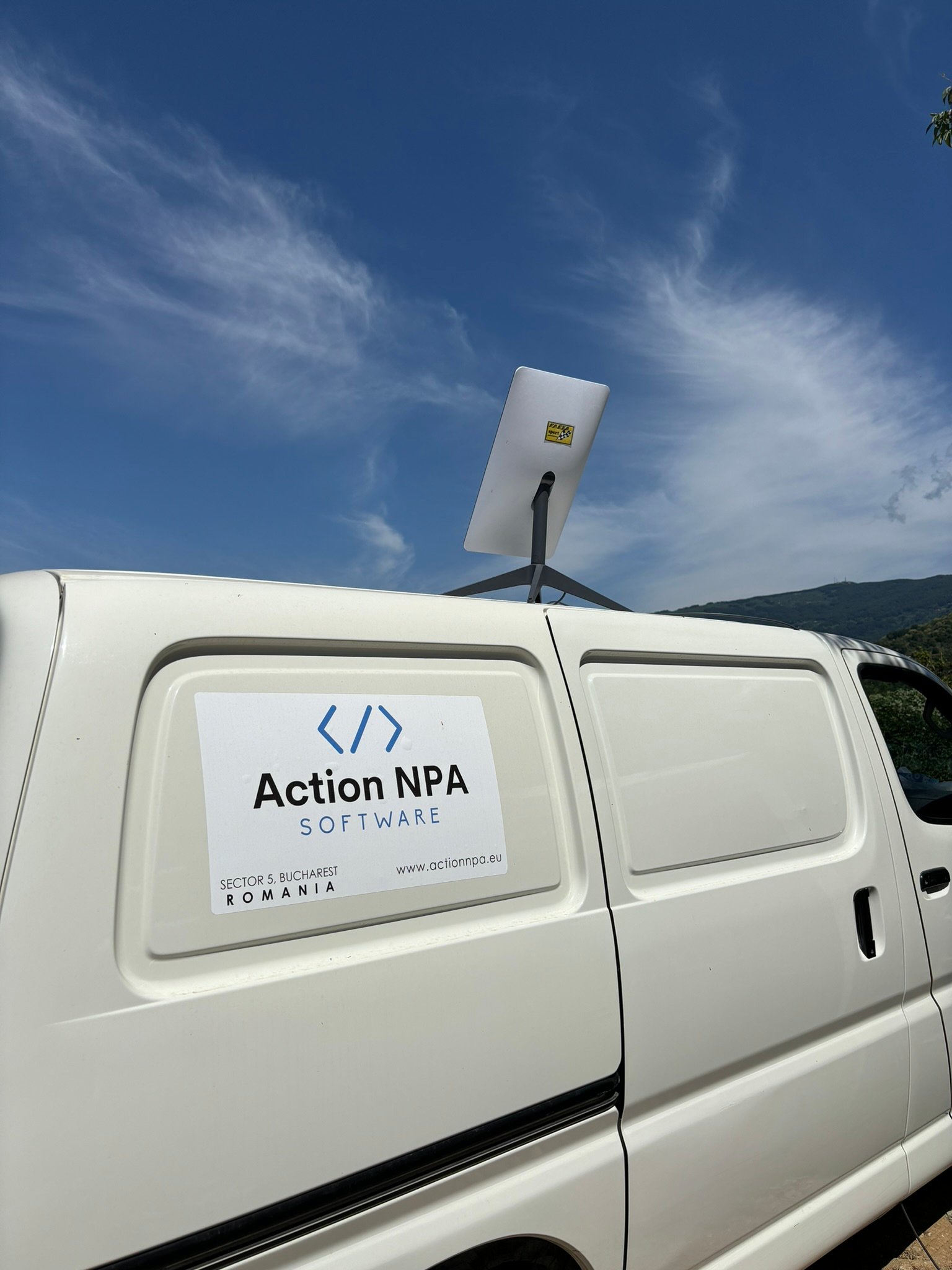 ActionNPA field unit with Starlink satellite dish for remote stage coverage