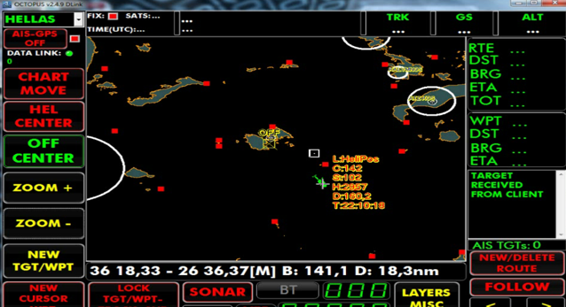 C4I²STAR OCTOPUS tactical radar display with vessel tracking and sensor overlays